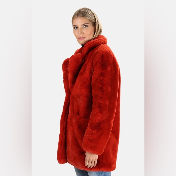 Apparis Sophie Faux Fur Coat Ginger - Picture 3 of 15